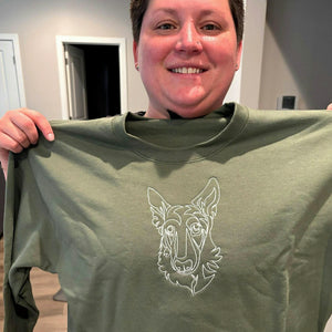 Custom Dog Outline Sweatshirt for Birthday Mom - Minimalist Embroidered Pet Photo Crewneck & Name - Gift for Her