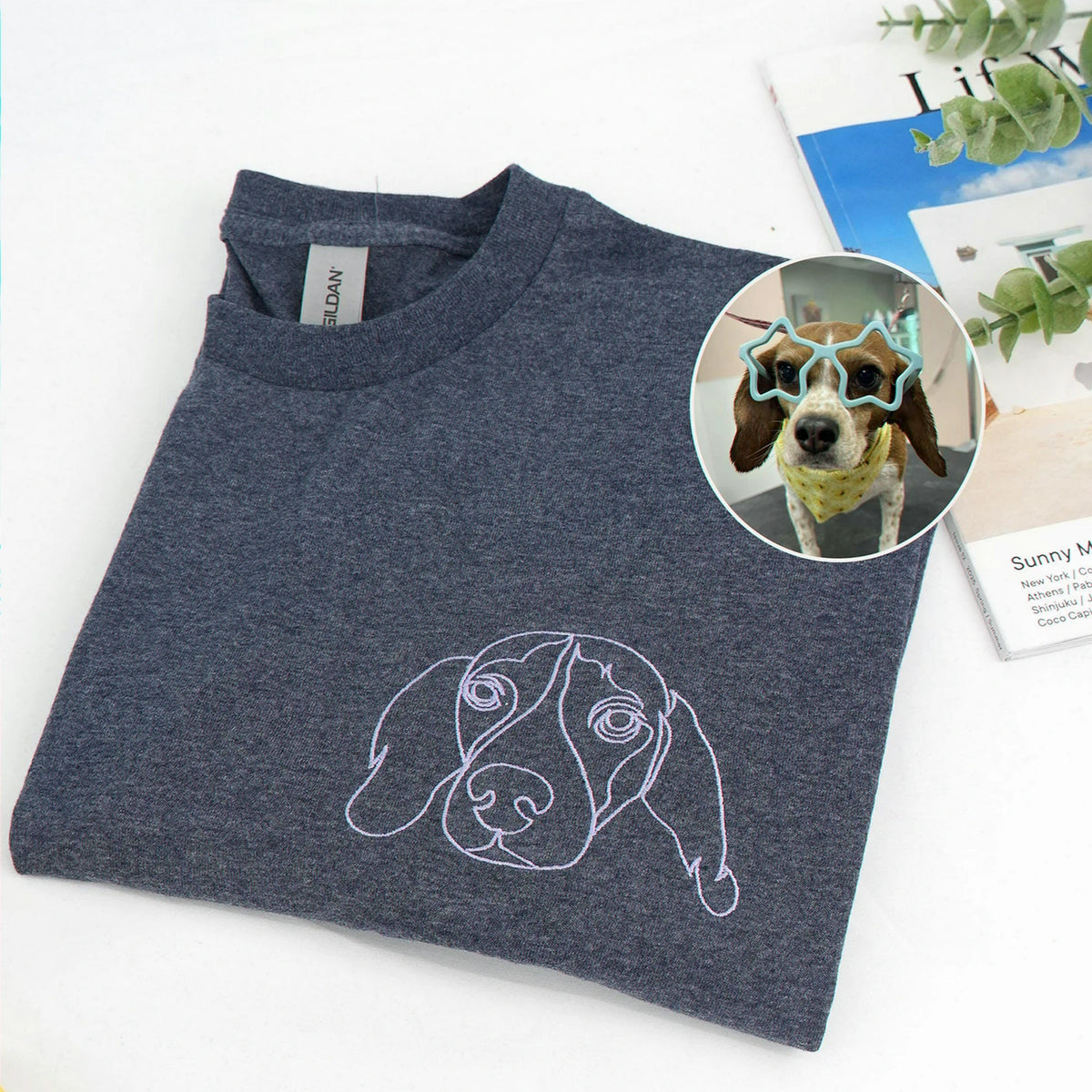 Custom Dog Outline Sweatshirt for Birthday Mom - Minimalist Embroidered Pet Photo Crewneck & Name - Gift for Her