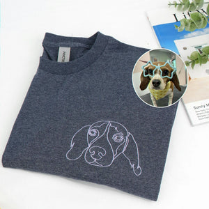 Custom Dog Outline Sweatshirt for Birthday Mom - Minimalist Embroidered Pet Photo Crewneck & Name - Gift for Her