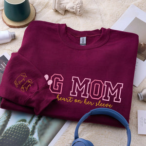 Custom Dog Mom Embroidered Sweatshirt Hoodie with Dog Ears on Sleeve, Personalized Gift for Dog Moms