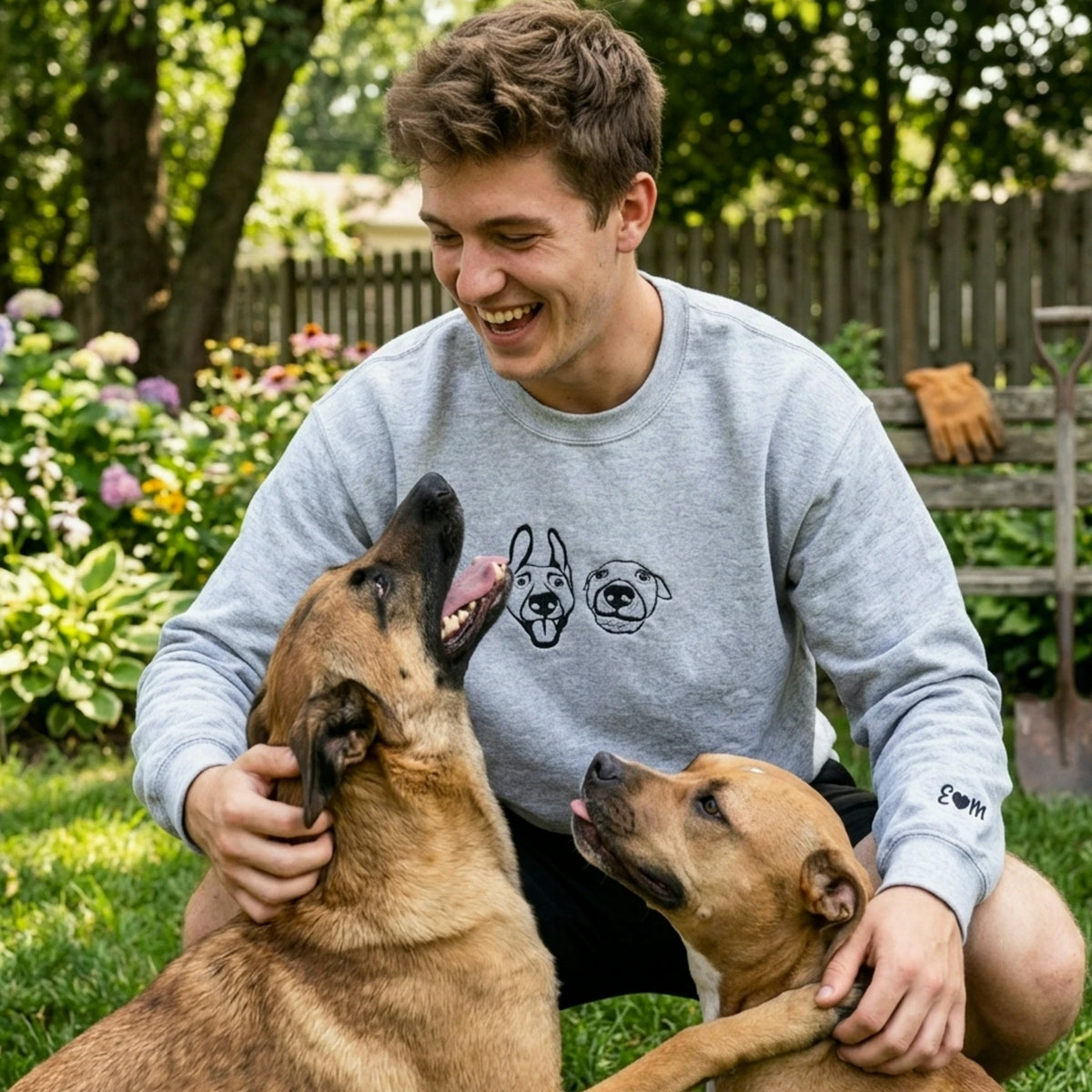 Custom Dog Outline Sweatshirt for Birthday Boyfriend - Minimalist Embroidered Pet Photo Crewneck & Name - Gift for Him
