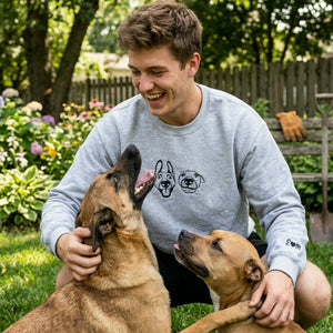 Custom Dog Outline Sweatshirt for Birthday Boyfriend - Minimalist Embroidered Pet Photo Crewneck & Name - Gift for Him