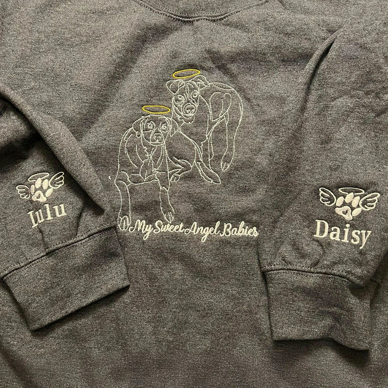 Custom New Dog Outline Sweatshirt for Boyfriend - Embroidered Pet Photo Crewneck & Name - First Time Dog Dad Gift for Him