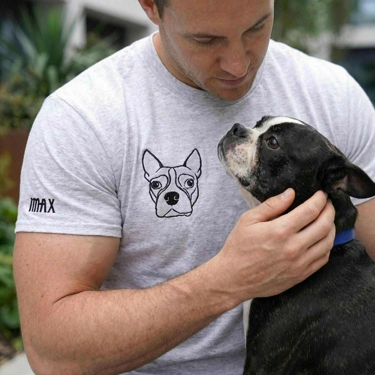 Custom Dog Dad Portrait Sport Gray Shirt, Gift for Dog Dad