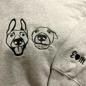 Sport Gray Custom Dog Portrait Embroidered T-Shirt, Gift for Dog Dad