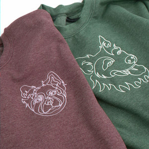 Custom Embroidered Dog Portrait Photo Sweatshirt, Gift for Grandpa