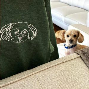Custom Dog Outline Sweatshirt for Birthday Boyfriend - Minimalist Embroidered Pet Photo Crewneck & Name - Gift for Him