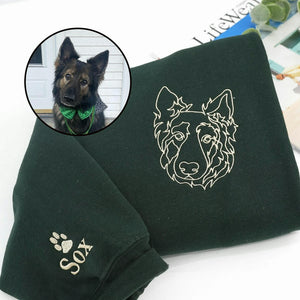 Custom Dog Outline Sweatshirt for Birthday Grandpa - Minimalist Embroidered Pet Photo Crewneck & Name - Gift for Him