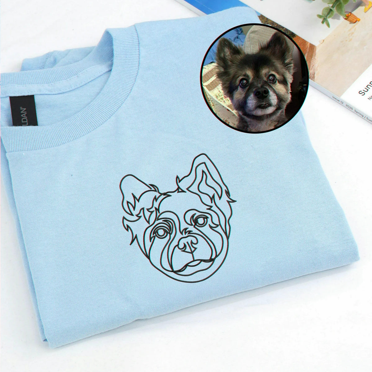 Custom Dog Outline Sweatshirt for Birthday Grandpa - Minimalist Embroidered Pet Photo Crewneck & Name - Gift for Him