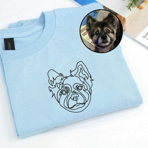 Custom Dog Outline Sweatshirt for Birthday Grandpa - Minimalist Embroidered Pet Photo Crewneck & Name - Gift for Him