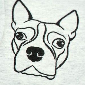 Custom Dog Outline T-Shirt for Birthday Dad - Minimalist Embroidered Pet Photo Tee & Name - Gift for Him