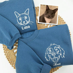 Custom Dog Memorial Sweatshirt for Grandma - Embroidered Pet Photo Outline Crewneck & Name - Dog Loss Sympathy Gift for Her