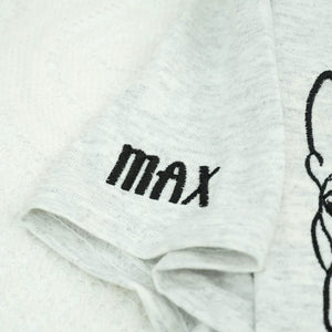 Custom Dog Outline T-Shirt for Birthday Dad - Minimalist Embroidered Pet Photo Tee & Name - Gift for Him