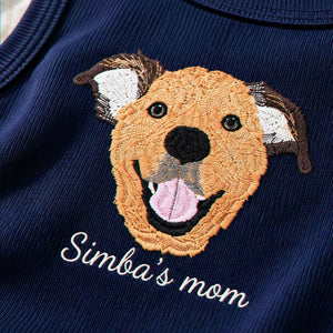 Custom Dog Mom Tank Top, Embroidered Dog Portrait from Photo Tank for Birthday Dog Mom, Pet Lover Gift