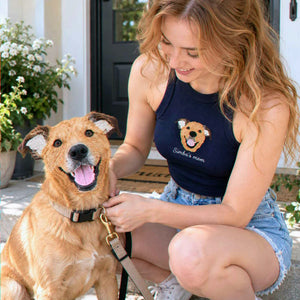 Custom Dog Mom Tank Top, Embroidered Dog Portrait from Photo Tank for Birthday Dog Mom, Pet Lover Gift
