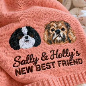 Custom Baby Blanket Dog from Photo, Embroidered New Best Friend Nursery Keepsake, Baby's First Christmas Gifts