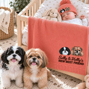 Custom Baby Blanket Dog from Photo, Embroidered New Best Friend Nursery Keepsake, Baby's First Christmas Gifts