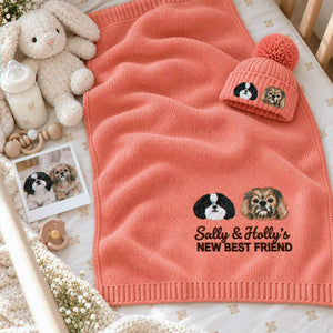 Custom Baby Blanket Dog from Photo, Embroidered New Best Friend Nursery Keepsake, Baby's First Christmas Gifts
