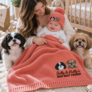 Custom Baby Blanket Dog from Photo, Embroidered New Best Friend Nursery Keepsake, Baby's First Christmas Gifts