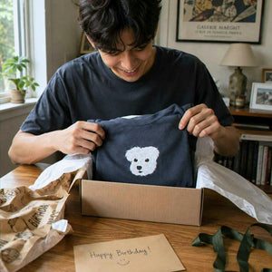 Custom Dog Portrait T-shirt for Birthday Son - Embroidered Pet Photo Tee & Name - Gift for Him