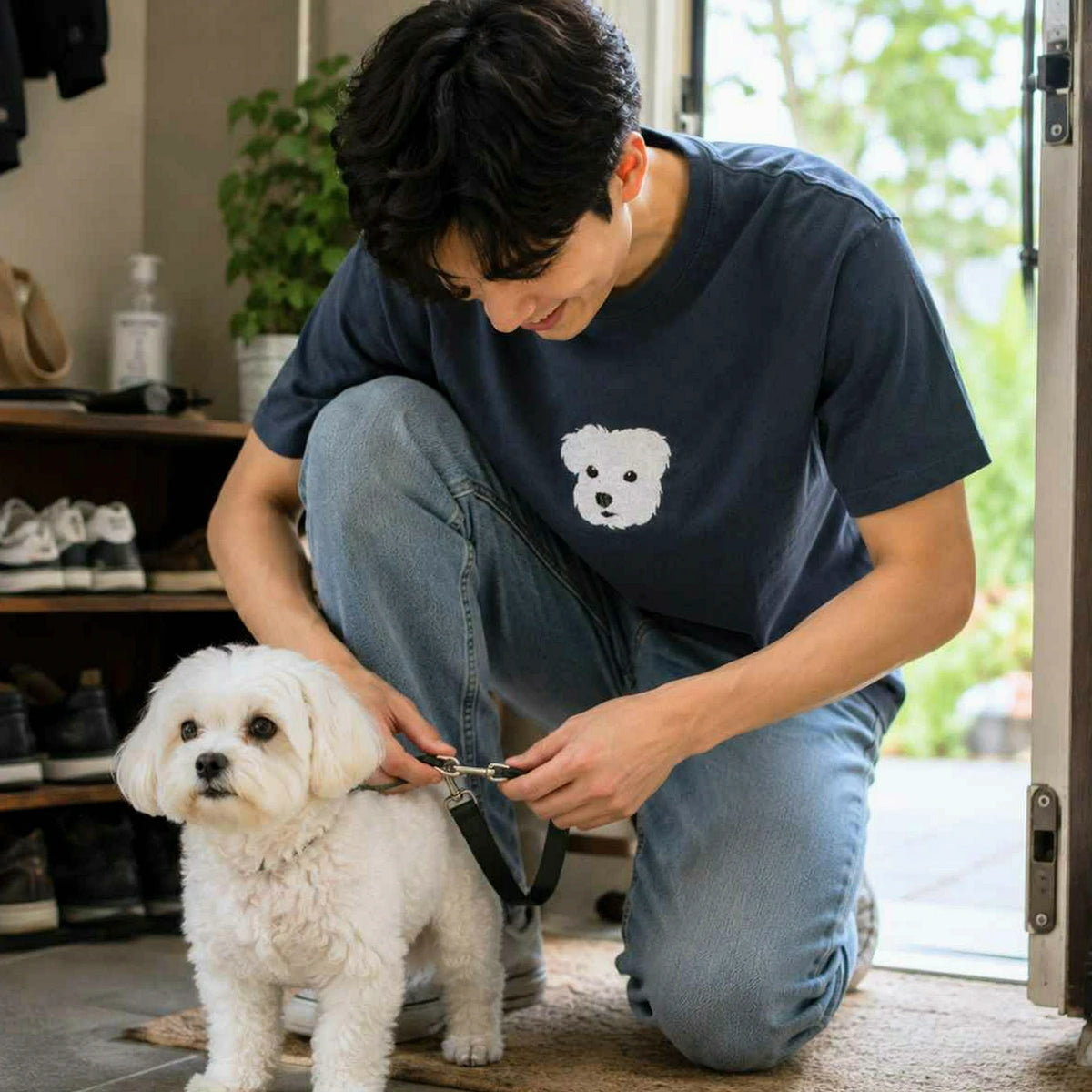 Custom Dog Portrait T-shirt for Birthday Son - Embroidered Pet Photo Tee & Name - Gift for Him