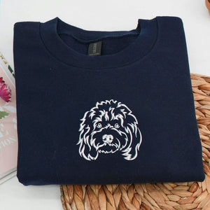 Custom Dog Outline Sweatshirt for Birthday Son - Minimalist Embroidered Pet Photo Crewneck & Name - Gift for Him