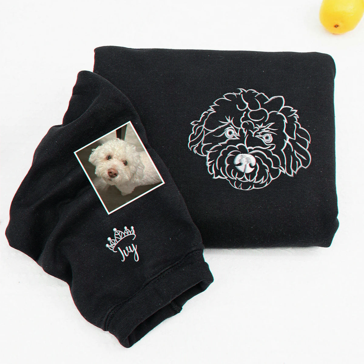 Custom Dog Outline Sweatshirt for Birthday Son - Minimalist Embroidered Pet Photo Crewneck & Name - Gift for Him