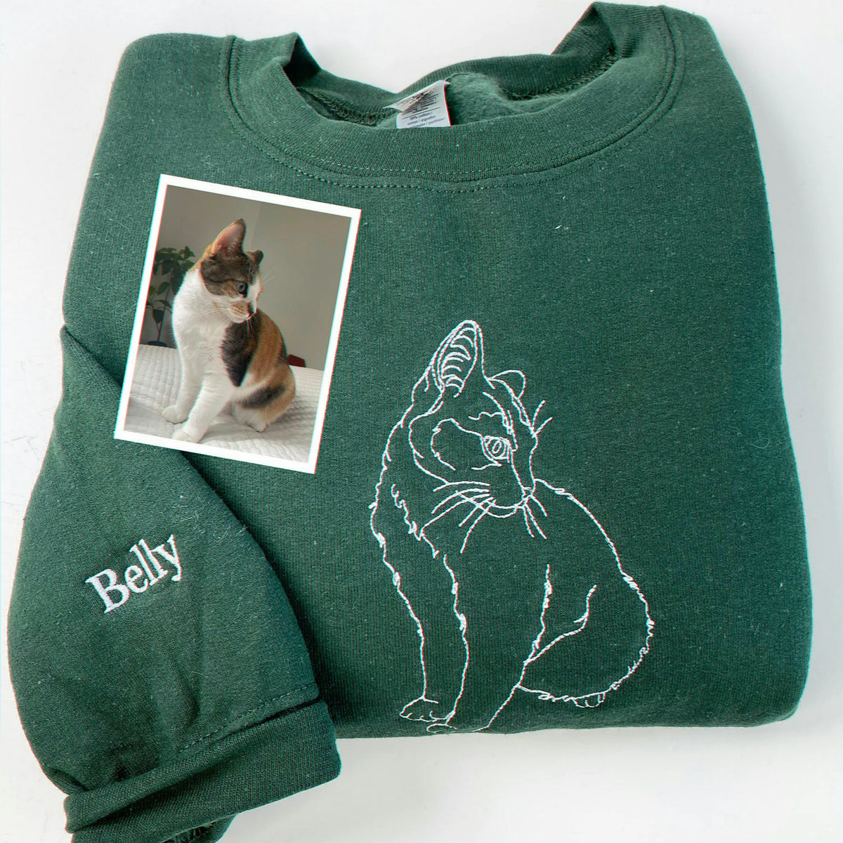 Custom Dog Memorial Sweatshirt for Son - Embroidered Pet Photo Outline Crewneck & Name - Dog Loss Sympathy Gift for Him