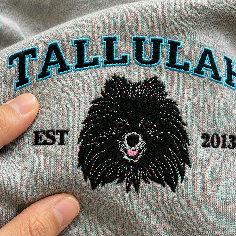 Custom Dog Portrait Sweatshirt for Birthday Son - Embroidered Pet Photo Crewneck & Name - Gift for Him