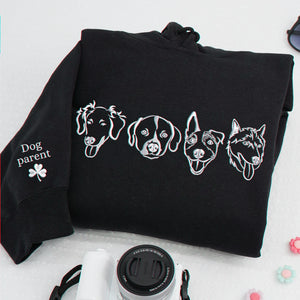 Custom Dog Outline Sweatshirt for Birthday Son - Minimalist Embroidered Pet Photo Crewneck & Name - Gift for Him