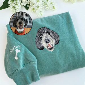 Custom Embroidered Pet Sweatshirt, Dog or Cat Portrait Gift for Pet Moms, Dog Mama Gift