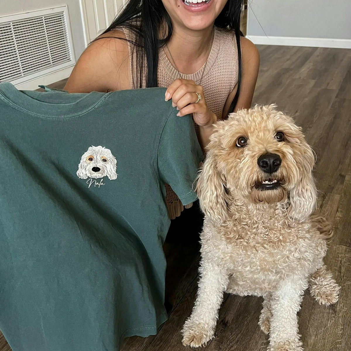 Custom Embroidered Pet Sweatshirt, Dog or Cat Portrait Gift for Pet Moms, Dog Mama Gift