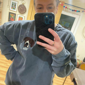 Custom Embroidered Pet Sweatshirt, Dog or Cat Portrait Gift for Pet Moms, Dog Mama Gift