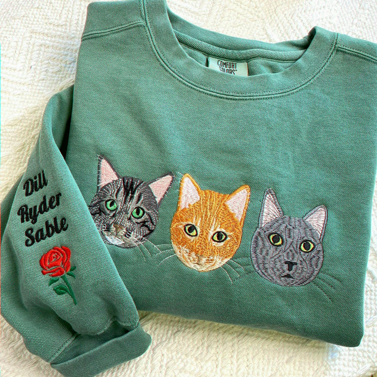 Custom Embroidered Pet Sweatshirt, Dog or Cat Portrait Gift for Pet Moms, Dog Mama Gift
