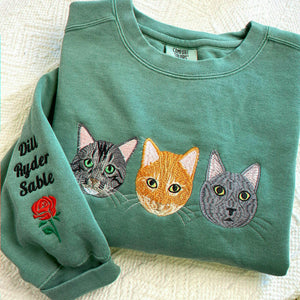 Custom Embroidered Pet Sweatshirt, Dog or Cat Portrait Gift for Pet Moms, Dog Mama Gift