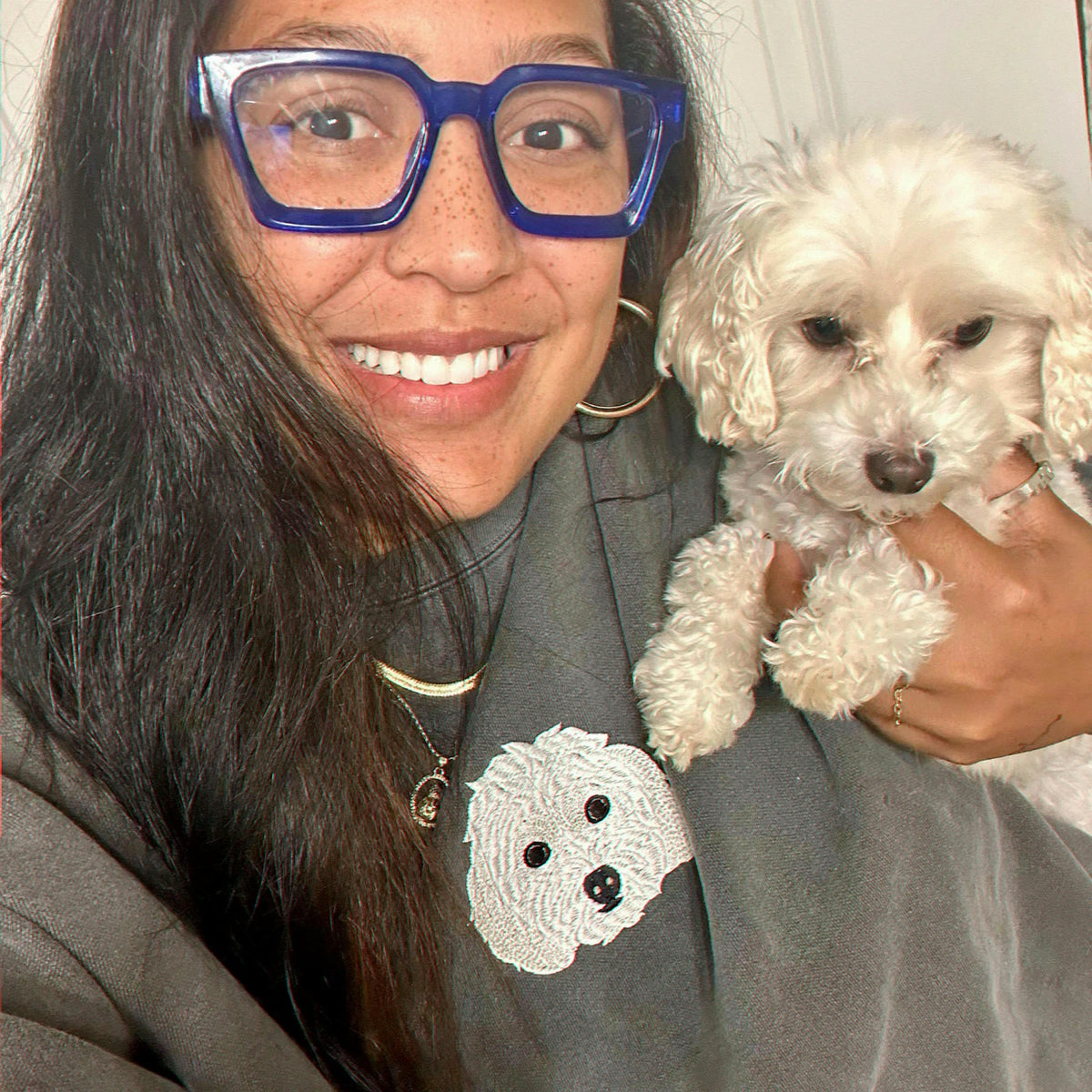 Custom Embroidered Pet Sweatshirt, Dog or Cat Portrait Gift for Pet Moms, Dog Mama Gift