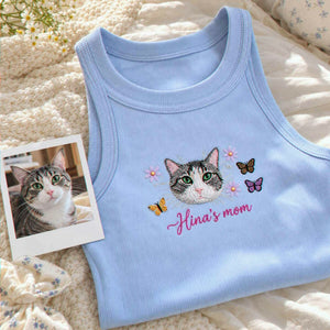 Custom Pet Tank Top, Embroidered Pet Portrait From Photo Tank, Dog Cat Baby Tee, Dog Gifts for Teen Girls