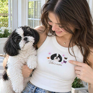 Custom Pet Tank Top, Embroidered Pet Portrait From Photo Tank, Dog Cat Baby Tee, Dog Gifts for Teen Girls