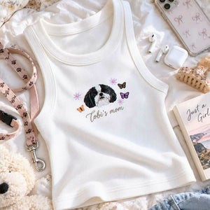 Custom Pet Tank Top, Embroidered Pet Portrait From Photo Tank, Dog Cat Baby Tee, Dog Gifts for Teen Girls