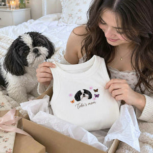 Custom Pet Tank Top, Embroidered Pet Portrait From Photo Tank, Dog Cat Baby Tee, Dog Gifts for Teen Girls