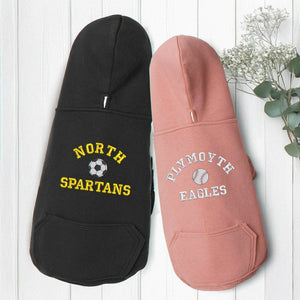 Embroidered Any Sport Team Dog Hoodie, Personalized Dog Sweatshirt Icon Name