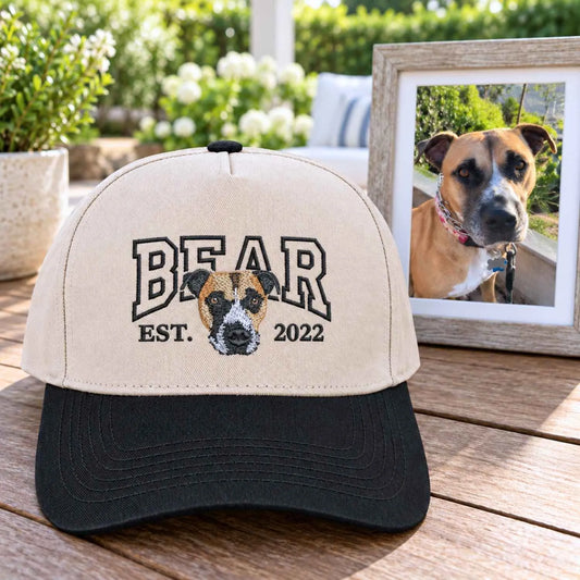 Personalized embroidered pet portrait hat, custom dog face baseball cap, custom gift for dog lovers