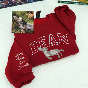 Custom Dachshund Photo Sweatshirt - Embroidered Portrait Weenie Dog Gift
