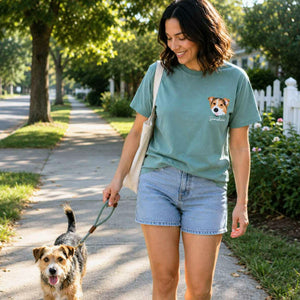 Custom Dog Portrait T-shirt for Birthday Wife - Embroidered Pet Photo Tee & Name - Gift for Her