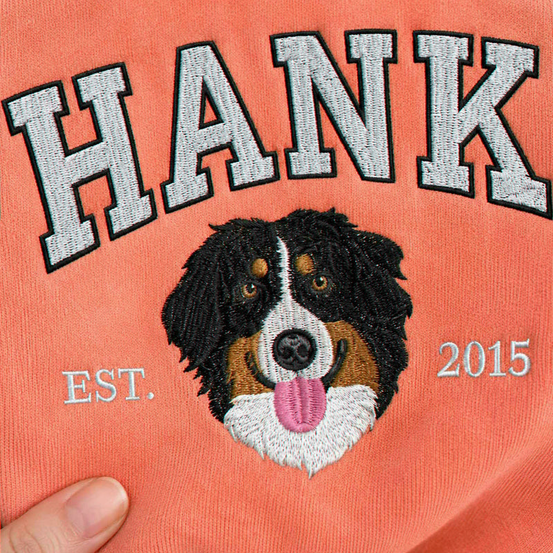 Custom Dog Memorial Sweatshirt for Wife - Embroidered Pet Photo Portrait Crewneck & Name - Dog Loss Sympathy Gift for Her