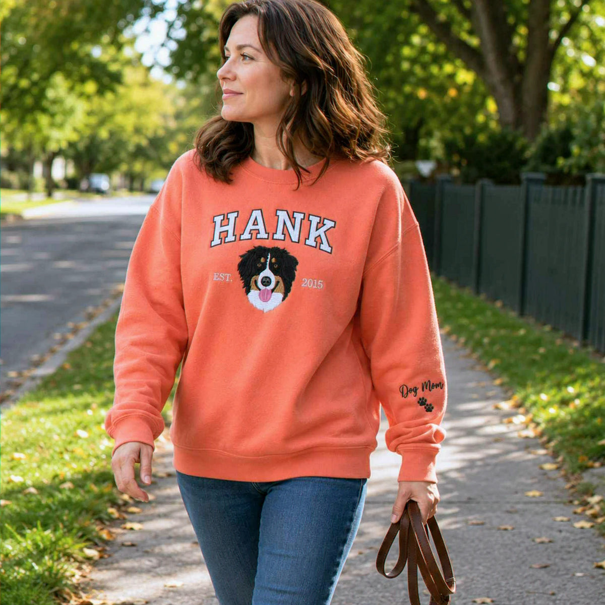 Custom Dog Memorial Sweatshirt for Wife - Embroidered Pet Photo Portrait Crewneck & Name - Dog Loss Sympathy Gift for Her