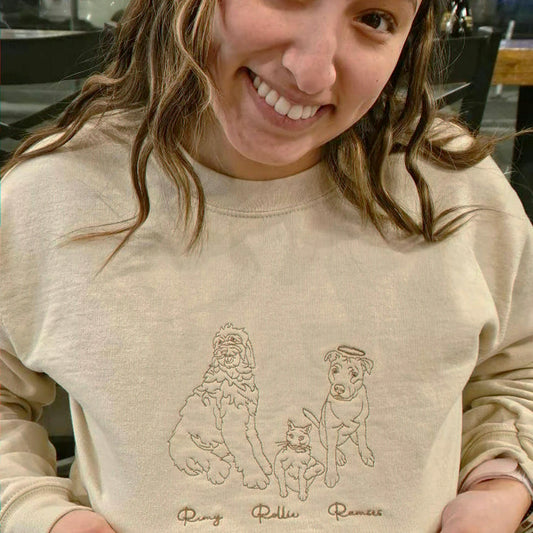 Custom Sand Dog Portrait Embroidered Sweatshirt for Wife