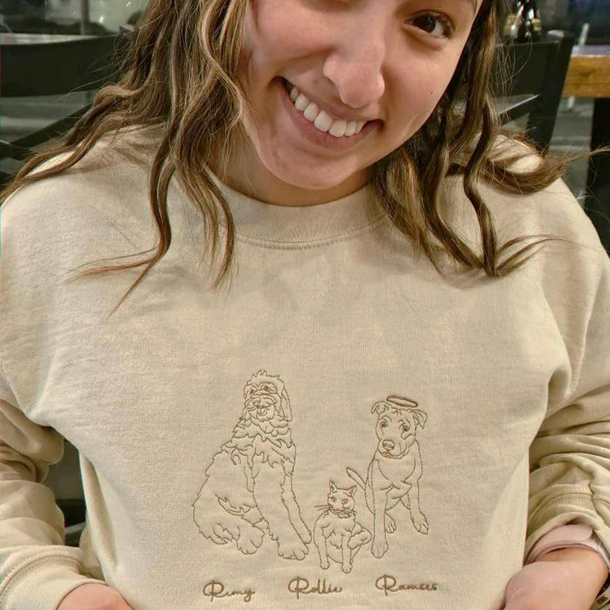 Custom Sand Dog Portrait Embroidered Sweatshirt for Wife