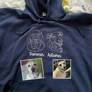Custom Dog Outline Sweatshirt for Birthday Wife - Minimalist Embroidered Pet Photo Crewneck & Name - Gift for Her