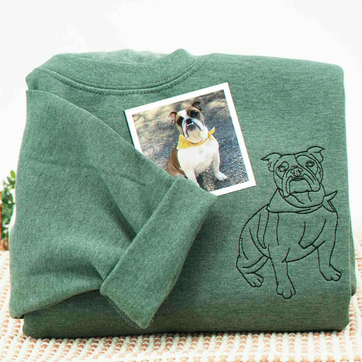 Custom Dog Memorial Sweatshirt for Wife - Embroidered Pet Photo Outline Crewneck & Name - Dog Loss Sympathy Gift for Her